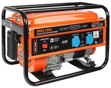 Генератор бензиновый PATRIOT Max Power SRGE 2500 [474103130] {Двигатель: 4т, OHV, АИ-92, 196 сс, 6.5 л.с; Мощность ном/макс: 2.0/2.2 кВт; Объём бака: 15 л; Розетки: 2 евро 16А; Вес: 36 кг;}