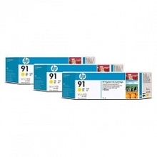 HP C9485A Тройная упаковка картриджей №91, Yellow {DJ Z6100 (3-pack 775-ml)}