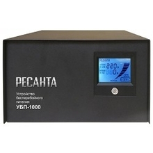 Ресанта УБП-1000 61/49/4 Устройство бесперебойного питания { 800 Вт напр. АКБ 24 В,  макс.время работы 22ч, диапоз140-260Вт  210x90x240, 2,5 кг}