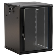 Hyperline TWB-2245-GP-RAL9004 Шкаф настенный 19-дюймовый (19"), 22U, 1086x6 00х 450мм, стеклянная дверь с перфорацией по бокам, ручка с замком, цвет черный (RAL 9004) (разобранный)