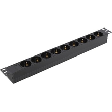 Exegate EX280847RUS Блок розеток ExeGate ServerPro PDU-19H901 Al-9S-C14, 19",1U,алюм, 9Schuko, С14