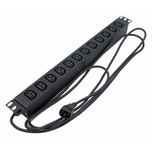 Hyperline SHE19-12IEC-2.5IEC Блок розеток для 19" шкафов, горизонтальный, 12xIEC 320 C13, 10A, 250В, кабель питания 3х1.0мм2, длина 2.5 м, с вилкой IEC 320 C14, 482.6x44.4x44.4мм (ДхШхВ)