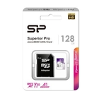Micro SecureDigital 128Gb Silicon Power SP128GBSTXDU3V20AB {MicroSDXC Class 10 UHS-I U3, SD adapter}
