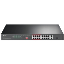 TP-Link TL-SL1218P 18-портовый коммутатор с 16 PoE+ портами 10/100 Мбит/с и 2 гигабитными портами SMB