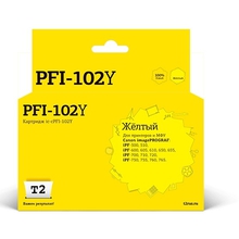 T2 PFI-102Y Картридж струйный для Canon imagePROGRAF iPF-500/510/600/605/610/650/655/700/710/720/750/755/760/765, желтый