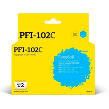 T2 PFI-102C Картридж струйный для Canon imagePROGRAF iPF-500/510/600/605/610/700/710/720, голубой