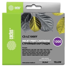 Картридж струйный Cactus CS-LC1000Y желтый (20мл) для Brother DCP 130C/330С/MFC-240C/5460CN