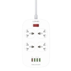 Perfeo LD_B4611  LDNIO SC4407Q/ Сетевой фильтр 2м/ 4  розетки EU_UK_US/ 2500W/ 4 USB+QC 3.0/  Выкл. на розетки/ Black