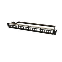 Hyperline PPBL6-19-24-RM Модульная патч-панель 19", 24 порта, 4 съемные панели по 6 модулей, 1U, для неэкранированных модулей, с задним кабельным организатором (без модулей)  