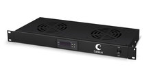 Cabeus JG02-BK Модуль вентиляторный 19", глубина 170 mm, 2 вентилятора, с цифровым термодатчиком, цвет черный (RAL 9004)