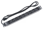Cabeus PDU-9P-2IEC Блок евророзеток для 19" шкафов, горизонтальный, 9 розеток, 10 A, без выключателя, алюминиевый корпус, шнур 2 м, вилка IEC 320 C14 Cabeus PDU-9P-2IEC Блок евророзеток для 19" шкафов, горизонтальный, 9 розеток, 10 A, без выключателя, алюминиевый корпус, шнур 2 м, вилка IEC 320 C14