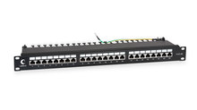 Cabeus PL-24-Cat.5e-SH-Dual IDC Патч-панель 19"(1U), 24 порта RJ-45 полностью экранированная, категория 5e, Dual IDC