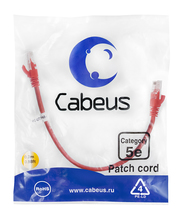 Cabeus PC-UTP-RJ45-Cat.5e-0.3m-RD Патч-корд U/UTP, категория 5е, 2xRJ45/8p8c, неэкранированный, красный, PVC, 0.3м