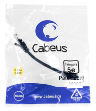Cabeus PC-UTP-RJ45-Cat.5e-0.15m-BK-LSZH Патч-корд U/UTP, категория 5е, 2xRJ45/8p8c, неэкранированный, черный, LSZH, 0.15м