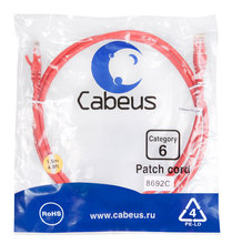 Cabeus PC-UTP-RJ45-Cat.6-1.5m-RD Патч-корд U/UTP, категория 6, 2xRJ45/8p8c, неэкранированный, красный, PVC, 1.5м