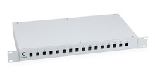 Cabeus FO-19-16SC Кросс бокс оптический 19" на 16 SC (LC duplex) со сплайс пластиной и КДЗС (без пигтейлов и проходных адаптеров)