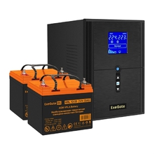 Exegate EX296838RUS Комплект ИБП EX295989RUS + батарея 33Ач EX285664RUS 2шт (инвертор, синус, для котла) SineTower SZ-2000.LCD.AVR.3SH.1C13.USB <2000VA/1600W, чистый синусоида, LCD дисплей, AVR, 3*Sch