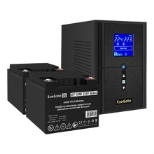 Exegate EX296793RUS Комплект ИБП EX295987RUS + батарея 40Ач EX282976RUS 2шт (инвертор, синус, для котла) SineTower SZ-1000.LCD.AVR.2SH.1C13.USB <1000VA/800W, чистый синусоида, LCD дисплей, AVR, 2*Schu