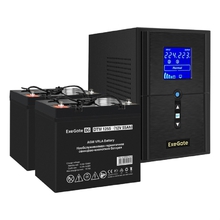 Exegate EX296796RUS Комплект ИБП EX295987RUS + батарея 55Ач EX285667RUS 2шт (инвертор, синус, для котла) SineTower SZ-1000.LCD.AVR.2SH.1C13.USB <1000VA/800W, чистый синусоида, LCD дисплей, AVR, 2*Schu