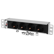 ЦМО Блок розеток Rem-10 без шнура с инд., 4 Schuko, вход IEC 60320 C14, 10A, алюм., 10" (R-10-4S-I-220-Z)