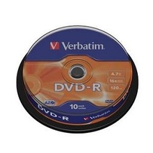 Verbatim  Диски DVD-R  4.7Gb 16х, 10 шт, Cake Box (43523)