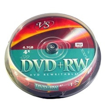 Диски VS DVD+RW 4.7Gb, 4x, Сake Box 10шт.