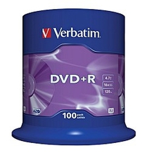 Verbatim  Диски DVD+R  4.7Gb 16-х, 100шт, Cake Box (43551)