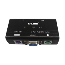 D-Link KVM-121/B1A 2-портовый KVM-переключатель с портами VGA и PS/2 (кабели в комплекте) 