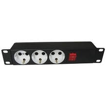 ЦМО Блок силовых розеток 10" без шнура с выключателем, 3 розетки (БР-10-003)(БР-3П-10-9005)