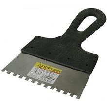 Шпатель STAYER "PROFESSIONAL" нержавеющий зубчатый с пластмассовой ручкой, 150мм, зуб 6х6мм[1009-15-06]