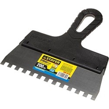 Шпатель STAYER "PROFESSIONAL" нержавеющий зубчатый с пластмассовой ручкой, 200мм, зуб 8х8мм[1009-20-08]