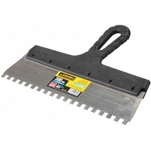 Шпатель STAYER "PROFESSIONAL" нержавеющий зубчатый с пластмассовой ручкой, 300мм, зуб 10х10мм[1009-30-10]