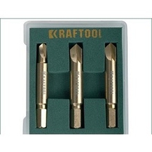 Набор экстракторов KRAFTOOL для выкручивания крепежа с износом граней шлица до 95%.PH1/PZ1,PH2/PZ2,PH3/PZ3,3 предмета [26770-H3]