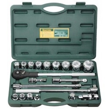 Набор торцовых головок KRAFTOOL "INDUSTRIE QUALITAT" (3/4"), Cr-V, пластиковый кейс, 20 предметов [27895-H20_z01]