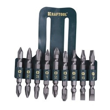 Набор KRAFTOOL Биты двухсторонние, в пласт. держателе, Cr-V, 9 предметов [26060-H10]