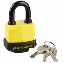STAYER "MASTER" [37140-40] Замок навесной, всепогодный, пластиковая защита корпуса, с закаленной дужкой,на карточке, 50мм 