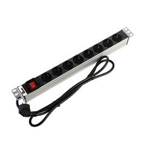 ЦМО Блок розеток Rem-16 с выкл., 8 Schuko, 16A, алюм., 19", шнур 1,8 м. ( R-16-8S-V-440-1.8)