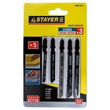 STAYER Набор Пилки "УНИВЕРСАЛ №3" (15980-H5-3) для эл/лобзика, по дереву, мет. и пласт., EU-хвост., 5шт