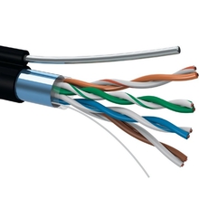 5bites Кабель FS5505-305C(P)E-M FTP / SOLID / 5E / 24AWG / COPPER / PVC(+PE) / BLACK / OUTDOOR / MESSENGER / DRUM / 305M
