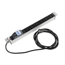 ЦМО Блок розеток Rem-16 с авт. 16А, 6 IEC 60320 C19, 16A, алюм., 19", шнур 3 м. (R-16-6C19-A-440-3)