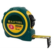 Рулетка KRAFTOOL "PRO" "MG-Kraft", особопроч корпус, Mg сплав, нейлон покрытие, суперкомпакт размер, 5м/19м [34129-05-19]