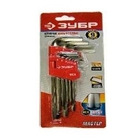 ЗУБР Набор Ключи "МАСТЕР" имбусовые длинные, Cr-V, сатинированное покрытие, пластик. держатель, HEX 1,5-10мм, 9 пред [27460-2_z02]