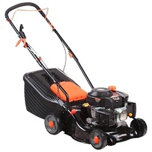 Газонокосилка бензиновая PATRIOT PT 41LM [512109005/512109002] {Рабочий объем 123сс, мощность 3.5л.с., раб шир 42см, регул. высоты 30-75мм прорезин. колеса 152-178мм, травосбор.  40л, функц. мульчир.}