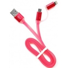 Cablexpert Кабель USB 2.0 CC-mAPUSB2pk1m, AM/microBM 5P - iPhone lightning, 1м, комбо кабель, алюминиевые разъемы, розовый, блистер