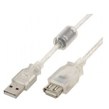 Cablexpert Кабель удлинитель USB2.0 Pro, AM/AF, 2м, экран, 2 феррит.кольца, прозрачный (CCF-USB2-AMAF-TR-2M)