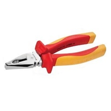 ЗУБР Пассатижи "ПРОФИЭЛЕКТРИК", диэлектр, для зачистки проводов, двухкомп рукоятка, до~1000В, d до 5мм, S поперечн сеч кабеля до 10мм2, 180мм [22145-9-16]