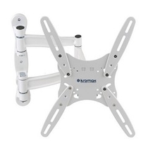 Kromax TECHNO-5 white, Кр. алюм. наст. для TV 15"-55", max 35 кг, 5 ст св., нак. 15°, пов. 180°, от ст. 87-497 мм, max VESA 400x400 мм.