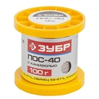ЗУБР Припой, ПОС 40, трубка с канифолью, 100г, 1мм [55451-100-10C]