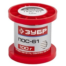 ЗУБР Припой, ПОС 61, проволока, 100г, 2мм [55450-100-20]