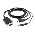 Cablexpert Кабель HDMI-VGA 19M/15M + 3.5Jack, 10м, черный, позол.разъемы, пакет (A-HDMI-VGA-03-10M)